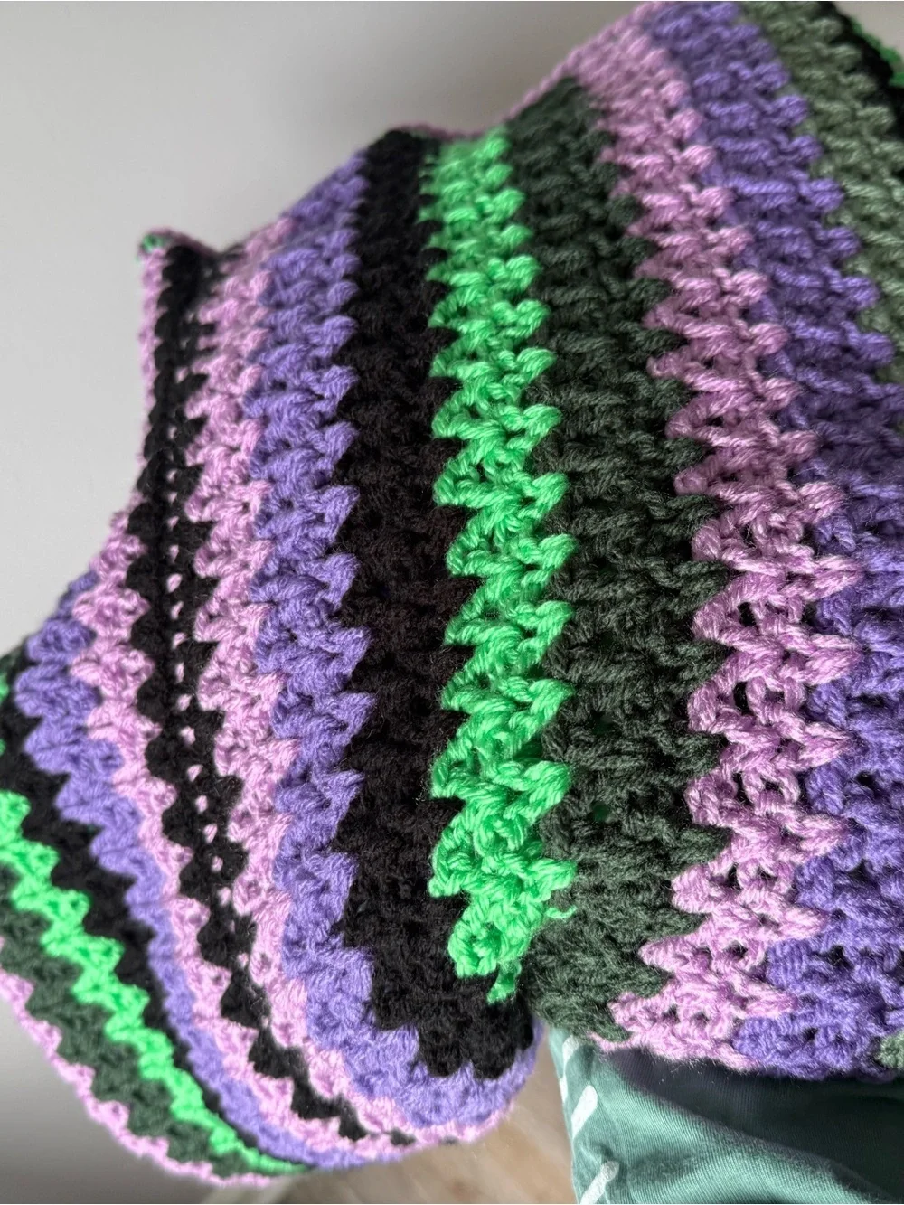 VTG Handmade Crochet Granny Square Afghan Blanket Throw Multi Color Boho Purple